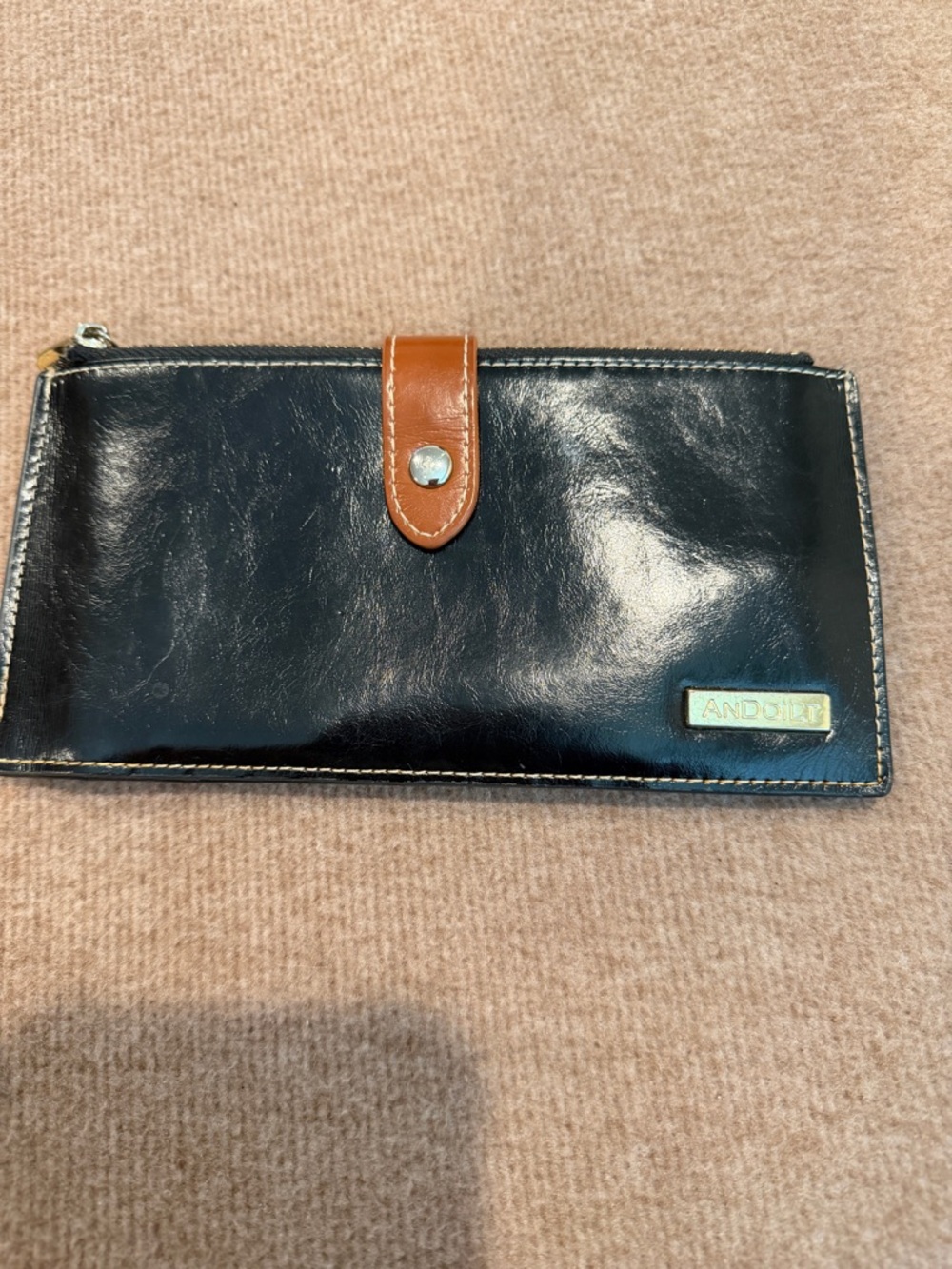 ANDOILT Black Leather Wallet phone holder